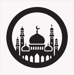 Mosque illustration,mosque wallpaper,Islamic mosque,mosque logo vector silhouette on a white background