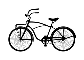 Fototapeta premium Silhouette Vintage bicycle. Vector illustration in flat style. Side view