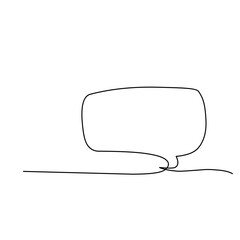 Speech bubble one line drawing 