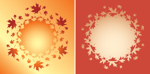 vector backgrounds with decorative frames - autumn maple leaves