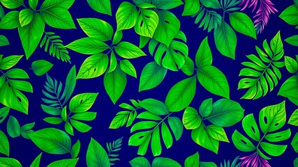 A vibrant, organic tapestry of lush green foliage, with intricate textures and vibrant hues, rendered in a captivating seamless pattern.