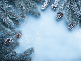 Snowy Pine Branches with Silver Decor Accent