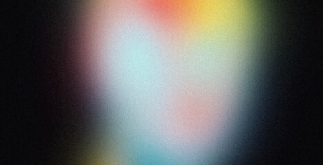 Vibrant color spots grainy backdrop design. Abstract glowing pink magenta blue green color dark noisy gradient, color flow shaped, noise texture, retro, teal, website header design, banner, poster