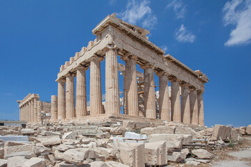 Greek archaeology and travel concept. Acropolis and Parthenon in Athens, Greece. Ancient Greece...