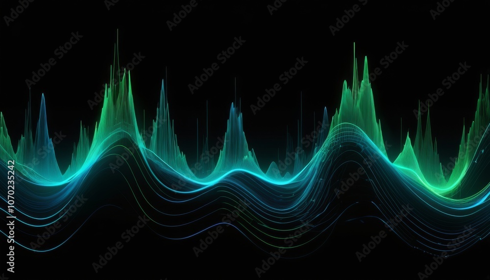 Poster abstract technology background with vibrant colors representing sound waves for digital design