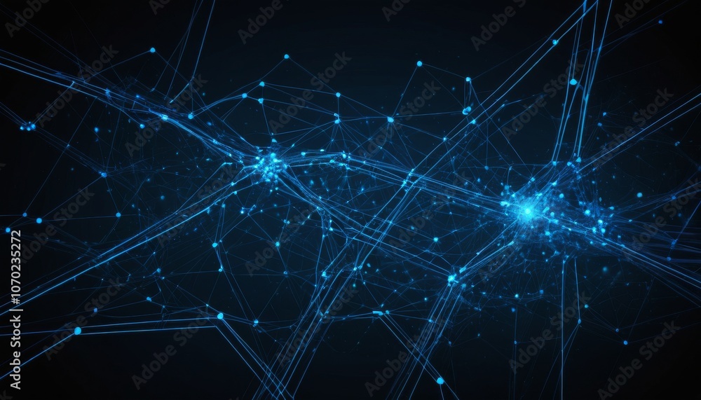 Aufkleber abstract technology background with blue lines and dots in a digital style