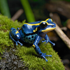 Fototapeta premium A vibrant poison dart frog in shades of blue