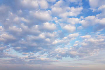 Beautiful day. Perfect blue sky with white light clouds, nature background