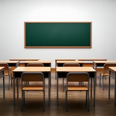 a classroom with a green chalkboard on the wall and a picture of a green board on the wall, a classroom with a chalkboard that says  the word  on it.
