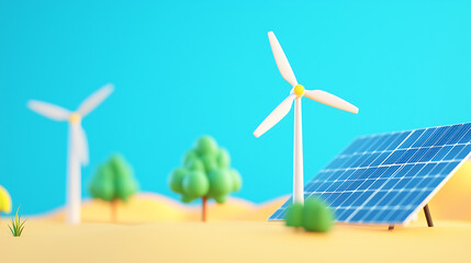 Wind turbines and solar panels