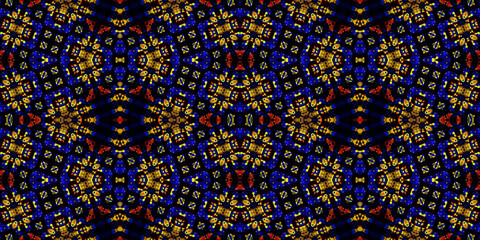 Seamless kaleidoscope pattern. The texture of the woven pattern. Endless pattern