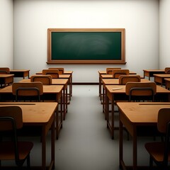 a classroom with a green chalkboard on the wall and a picture of a green board on the wall, a classroom with a chalkboard that says  the word  on it.
