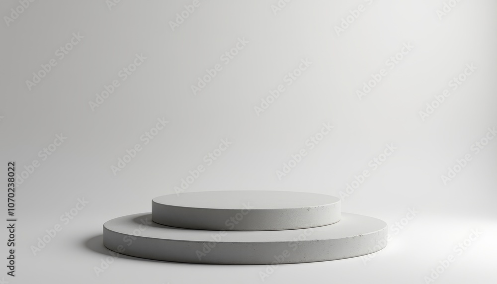Poster 3d rendered minimalist podium with concrete texture on neutral background for product display