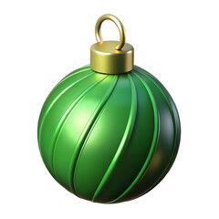 Green Spiral Christmas Ornament with Gold Cap on transparent or white background