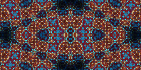 Seamless kaleidoscope pattern. The texture of the woven pattern. Endless pattern