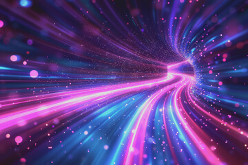 Obraz premium Abstract of vibrant light trails with glowing magic effects.