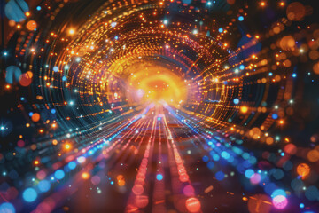 Fototapeta premium Abstract of vibrant light trails with glowing magic effects.