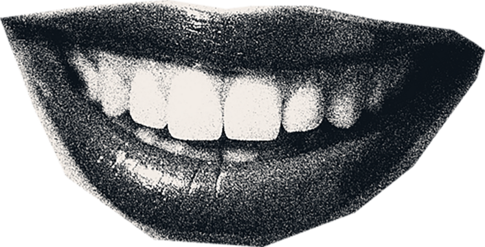 Magazine clipping, halftone photo of a woman's beautiful plump lips, open mouth, emotions.