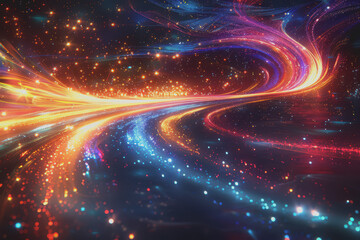 Obraz premium Abstract of vibrant light trails with glowing magic effects.
