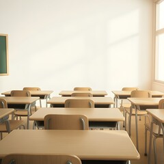 a classroom with a green chalkboard on the wall and a picture of a green board on the wall, a classroom with a chalkboard that says  the word  on it.
