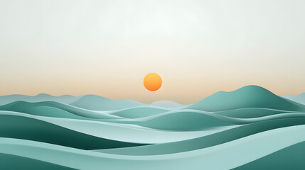 Abstract Sunset Over Mountains