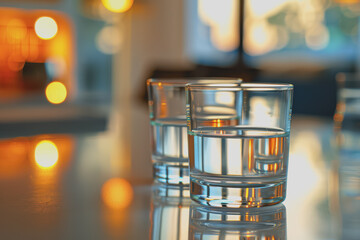 Blurred background of labor with glassware, empty text space, clean and functional.