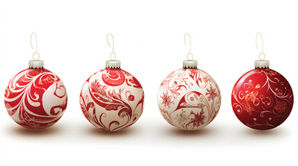 Christmas Ornaments with Red and White Swirls.