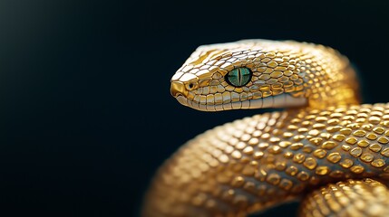 Fototapeta premium Shimmering Golden Snake with Detailed Scales