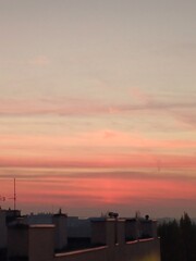 Red sunset over the city