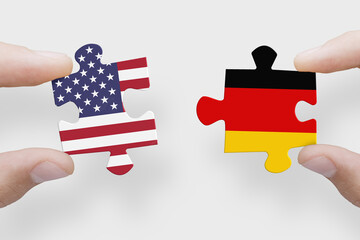 Puzzle made from United States of America and Germany flags