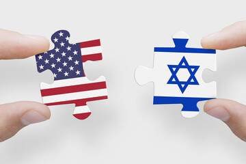 Puzzle made from United States of America and Israel flags