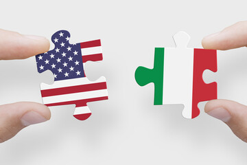 Puzzle made from United States of America and Italy flags
