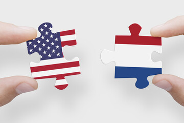 Puzzle made from United States of America and Netherland flags