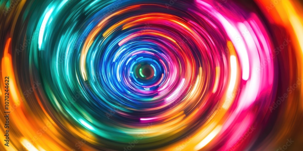 Aufkleber abstract blurred multicolor neon lights swirl in a circular motion resembling a turbine, windmill, o