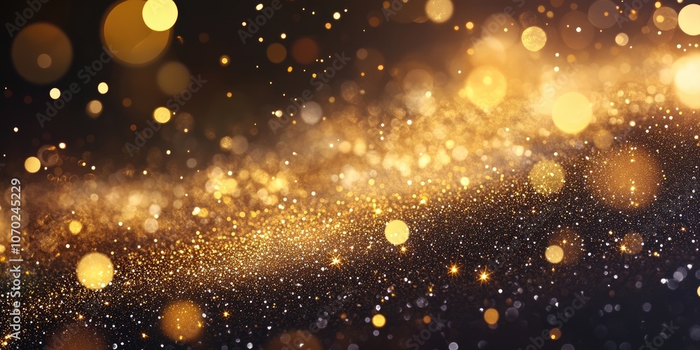 Poster large gold glitter texture for christmas celebrations, featuring an abstract bokeh background with c