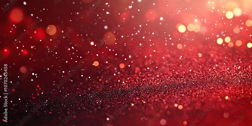 Poster bokeh red festive christmas abstract background with blank space.