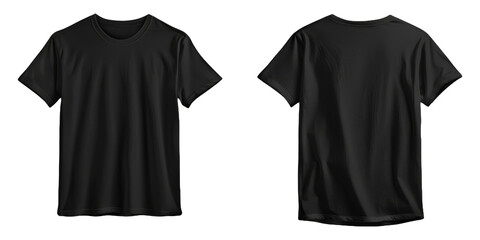Black Short Sleeve T-shirt Isolated on Transparent Background. Simple Casual Clothing Design