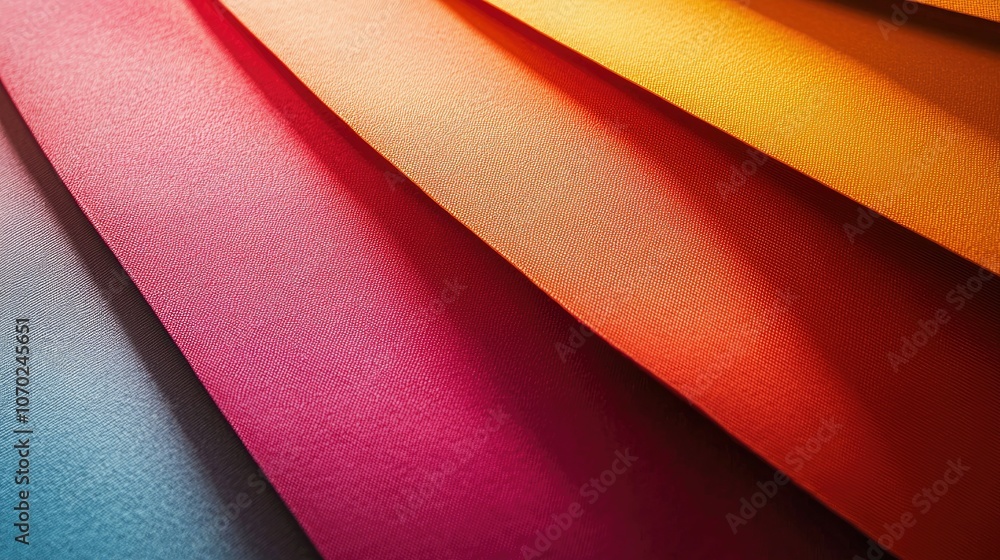 Aufkleber abstract background of colorful paper sheets in a gradient from blue to orange.
