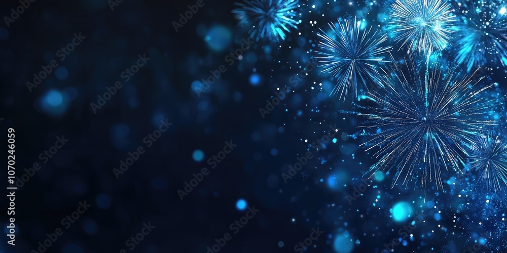 Aufkleber fireworks on new year's and copy space - abstract festive background