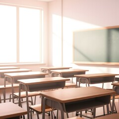a classroom with a green chalkboard on the wall and a picture of a green board on the wall, a classroom with a chalkboard that says  the word  on it.
