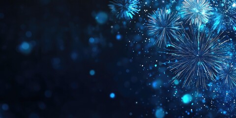 fireworks on New Year's and copy space - abstract festive background