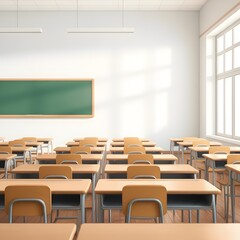 a classroom with a green chalkboard on the wall and a picture of a green board on the wall, a classroom with a chalkboard that says  the word  on it.
