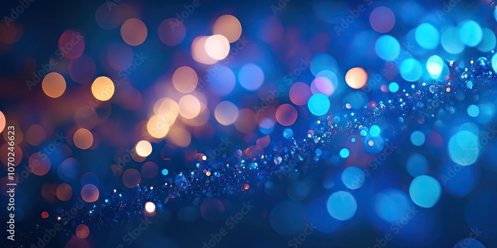 Poster blue bokeh background made with neon lights