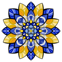 Mandala. Ornamental Abstract Design with Floral and Mosaic Elements for Textile,  Oriental Decor, Wallpaper. Perfect For Festival Yoga, Meditation, Art Therapy.