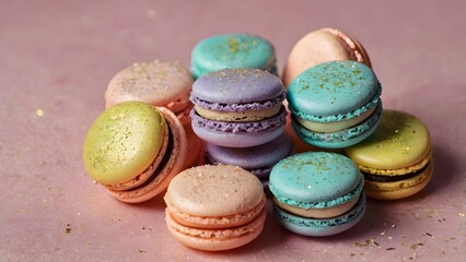 Fototapeta premium Pastel Macaroons Food Background