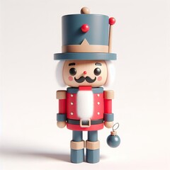 Naklejka premium a 3d Cute Smiling Nutcracker Christmas, full body, white background