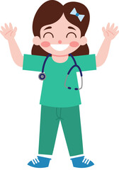 Happy Female Doctor Cartoon Character Illustration