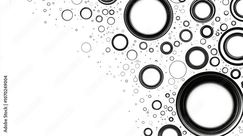 Aufkleber abstract background with black and white circles of different sizes.
