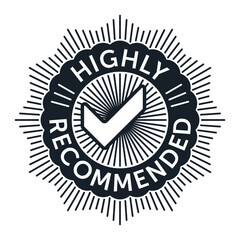 Highly Recommended label - seal style with check mark, monochrome 