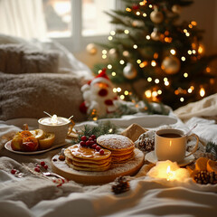 Christmas pancakes and coffee in bed Christmas morning